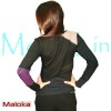 veste femme marque maloka couleur noir et prune