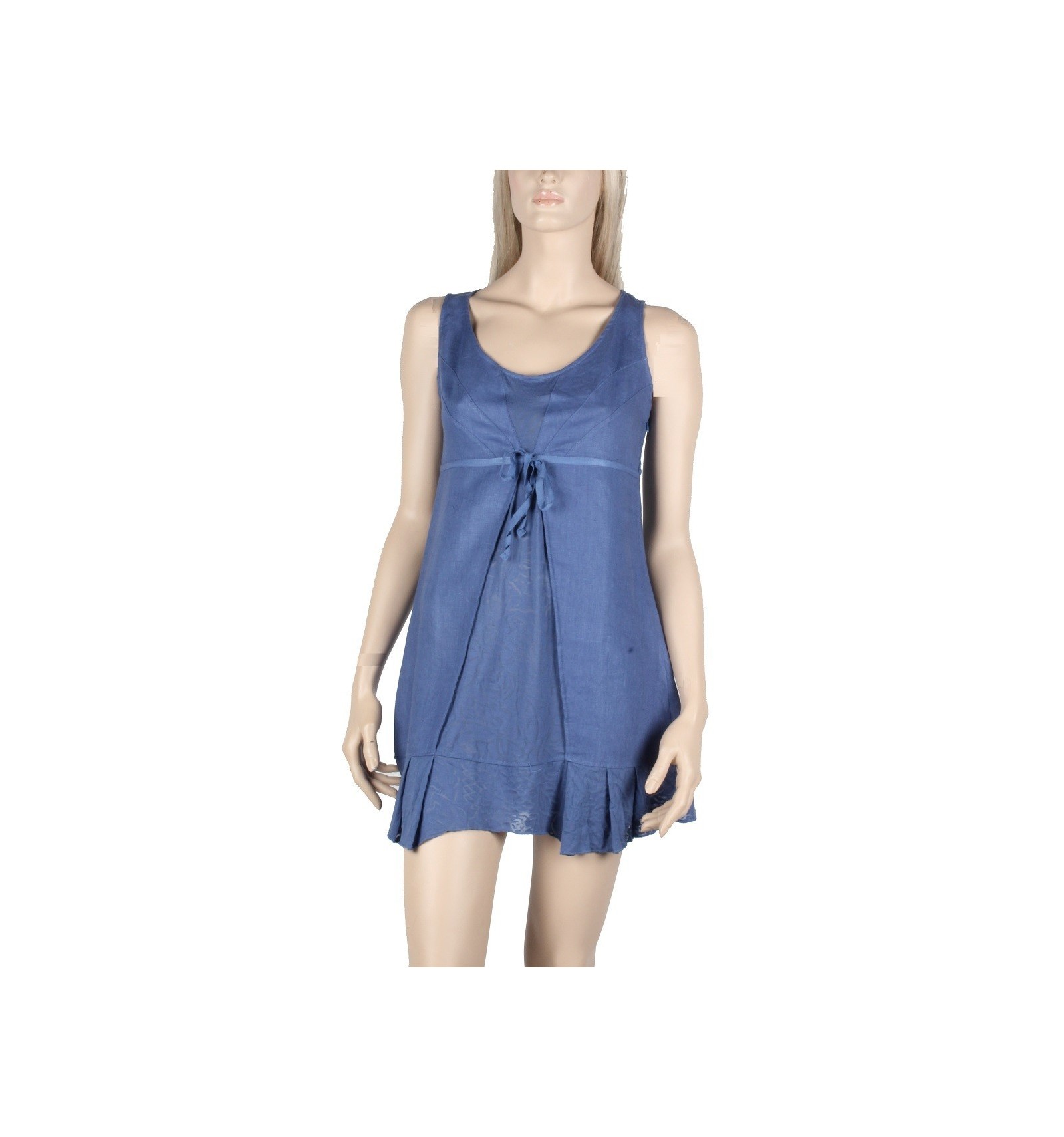 Tunic Women Linen and Cotton blue - Dress Maloka - Mode-Lin.com